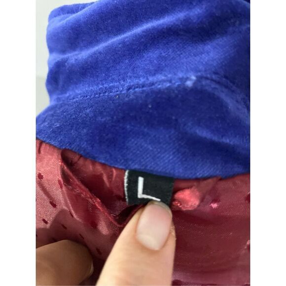 Large, Franky Max unique, unisex blue velour, cross embroidered blazer/jacket. - Picture 9 of 14